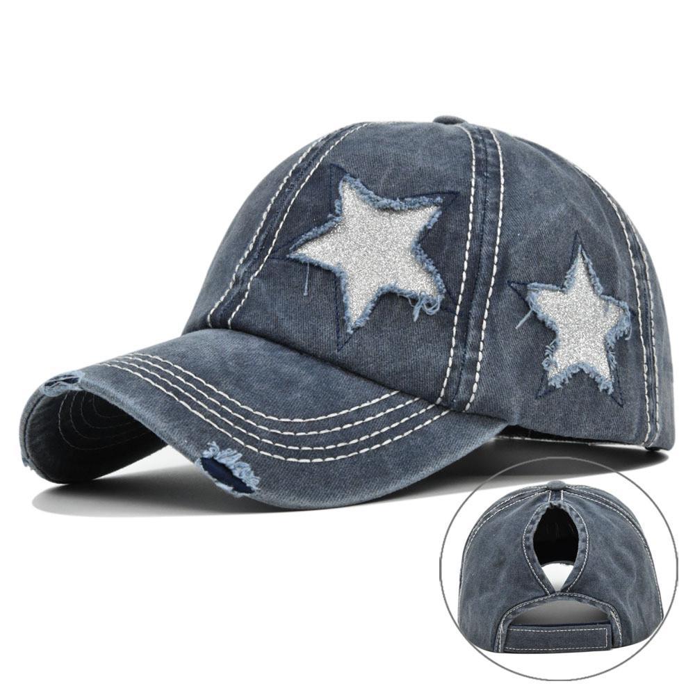 Distressed Star Baseball Cap - DippedShop Wholesale - #8259