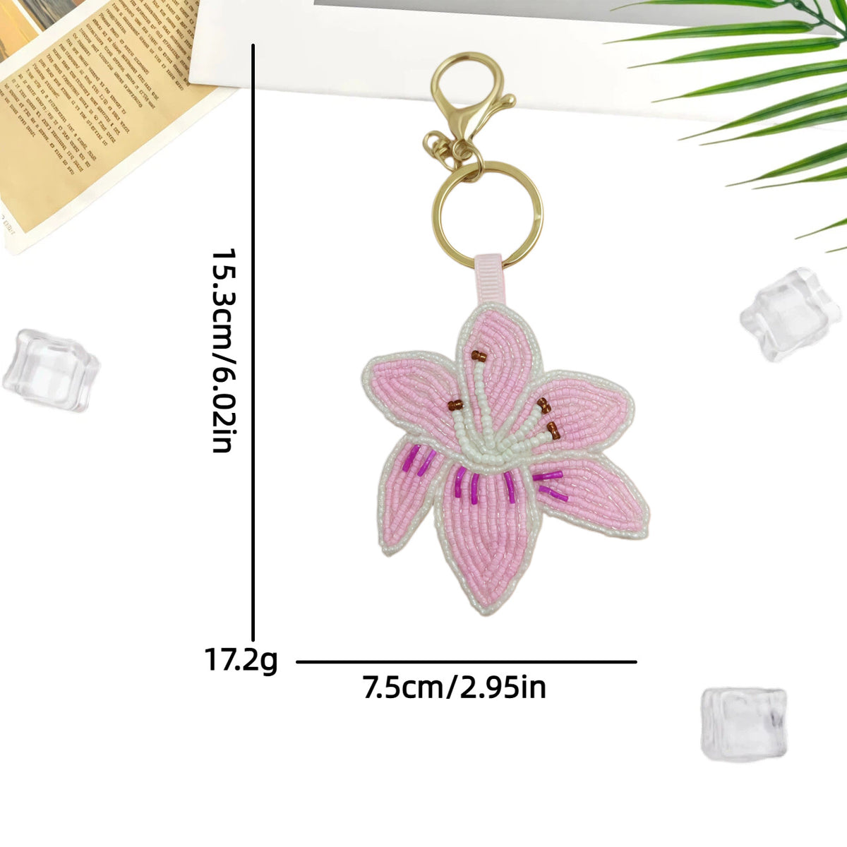 Sweet Handmade Beaded Floral Pendant Keychain 6W10BBC814