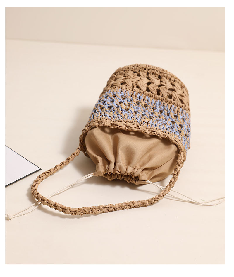 Color Contrast Straw Handbag - DippedShop Wholesale - #5587