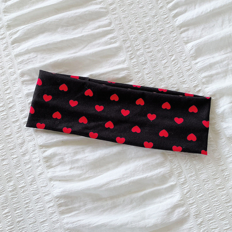 Heart Print Wide Headband - DippedShop Wholesale - #0419