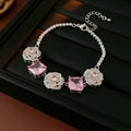 Elegant Rhinestone Floral Geometry Choker Necklace 6W6JNC963