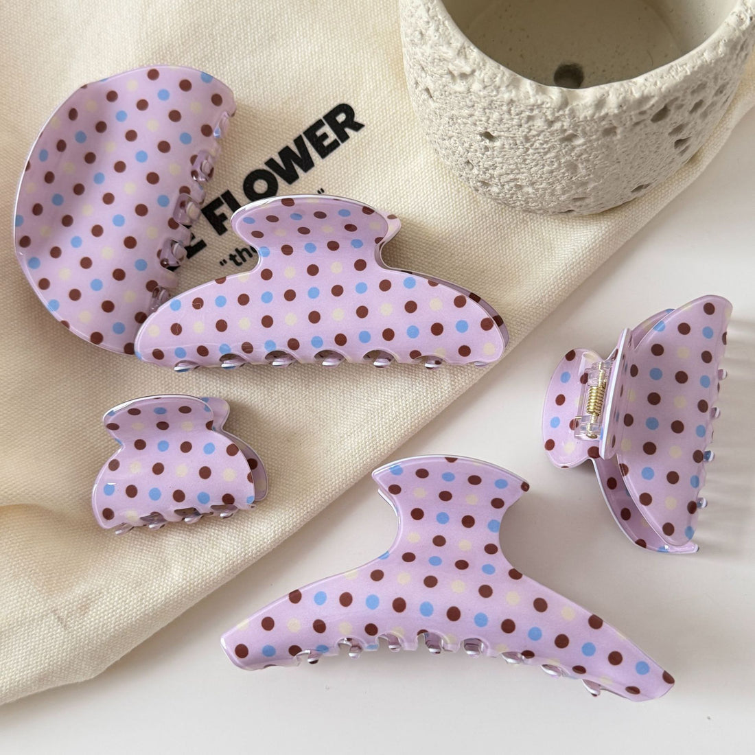 Polka Dots Hair Claw - DippedShop Wholesale - #4675