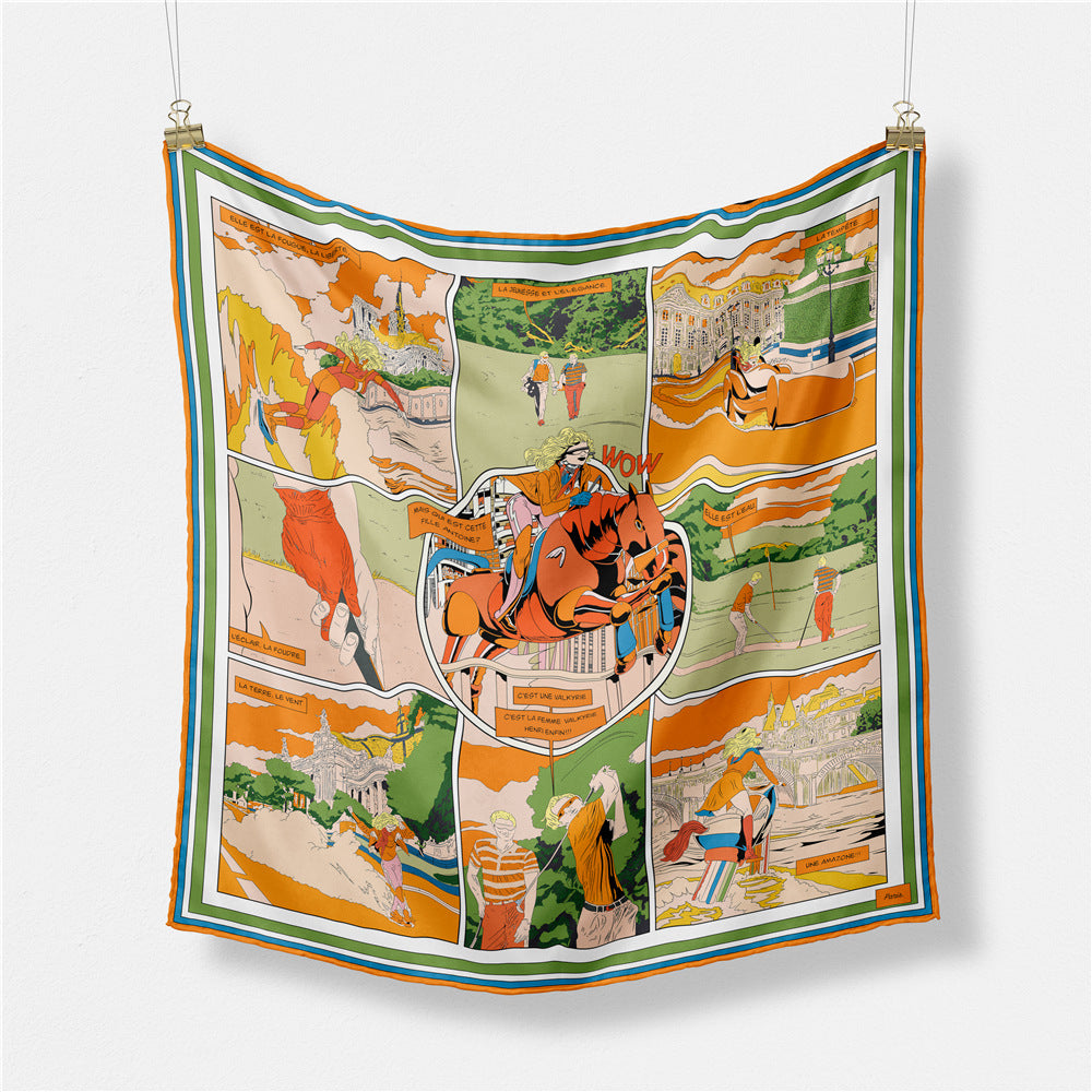 Abstract Silk Square Scarf - DippedShop Wholesale - #0515