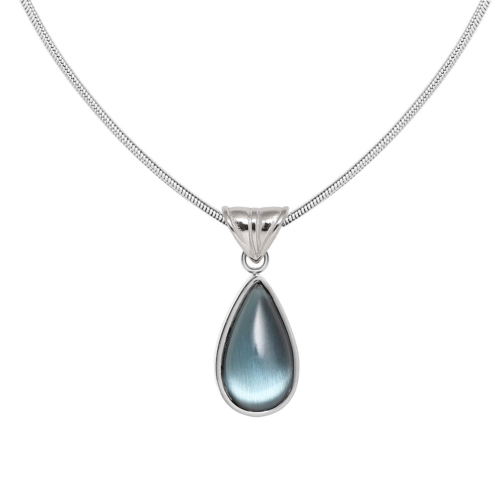 French Teardrop Pendant Snake Chain Necklace 6W6JNC1075
