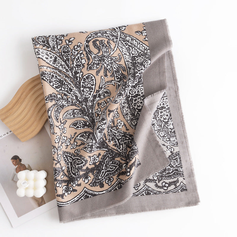 Vintage Floral Print Cashmere Feel Scarf 6W6NSW286