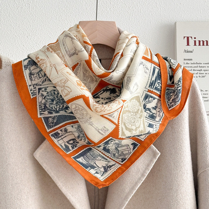 Stylish Letters Print Square Silk Scarf 6W6NSI199