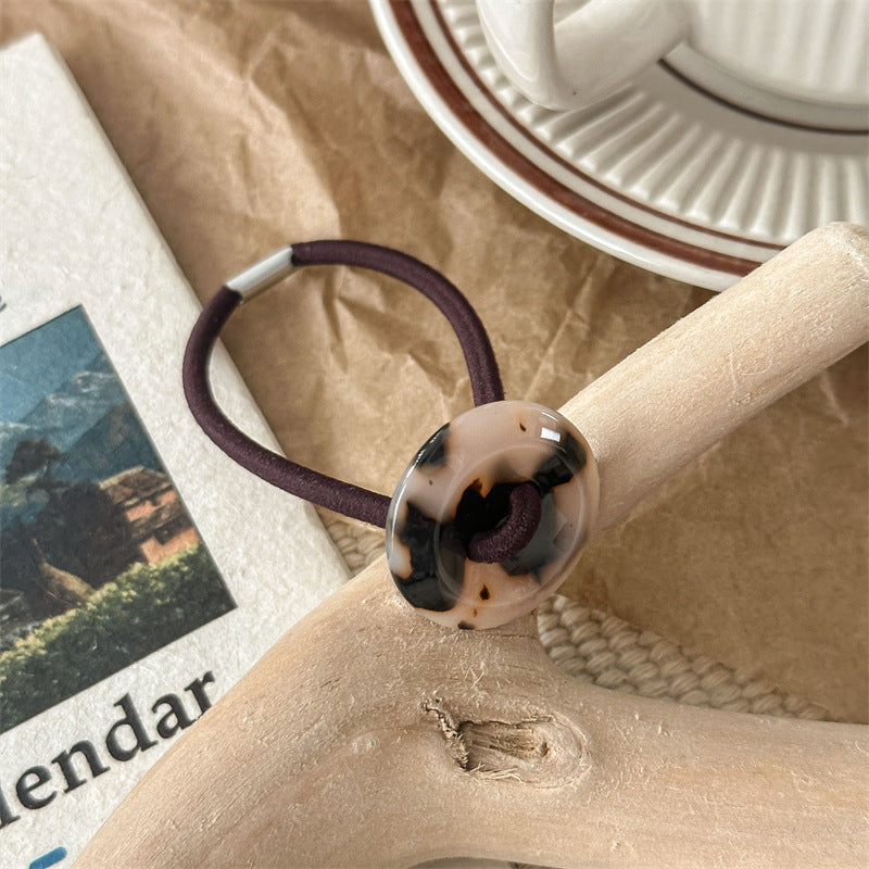 Trendy Tortoise Shell Acrylic Button Hair Tie MK2BW6W6HHT06