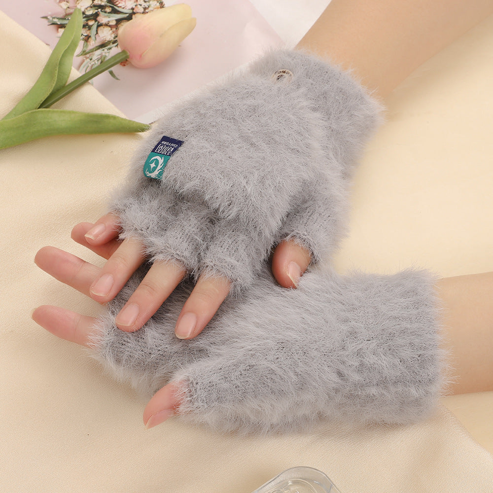 Convertible Fingerless Faux Fur Gloves - DippedShop Wholesale - #6899