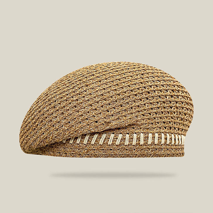 Elegant Crochet Straw Beret - DippedShop Wholesale - #9091