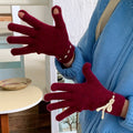 Bowknot Knit Touch Screen Gloves - DippedShop Wholesale - #2387