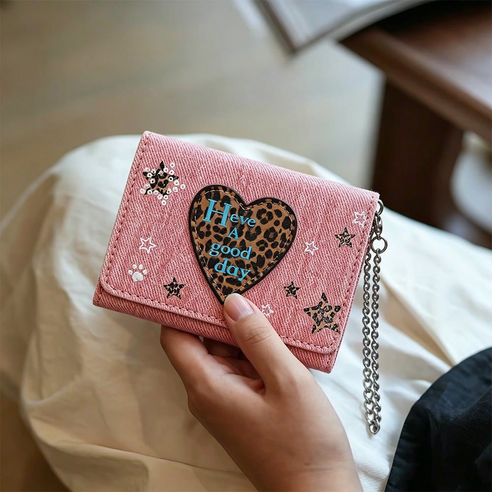 Leopard Print Heart Wallet - DippedShop Wholesale - #6771