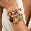 Stylish Gold Plated Heart Floral Pendant Bracelets 6W6JBR637