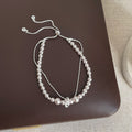 Retro Pearl Cubic Zironia Beaded Chain Bracelet 6W6JBR344