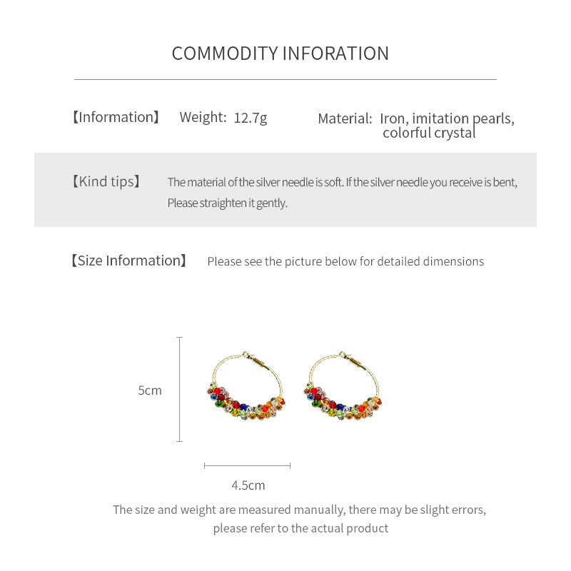 Colorful Crystal Pearl Woven Hoop Earrings 6W6JER833
