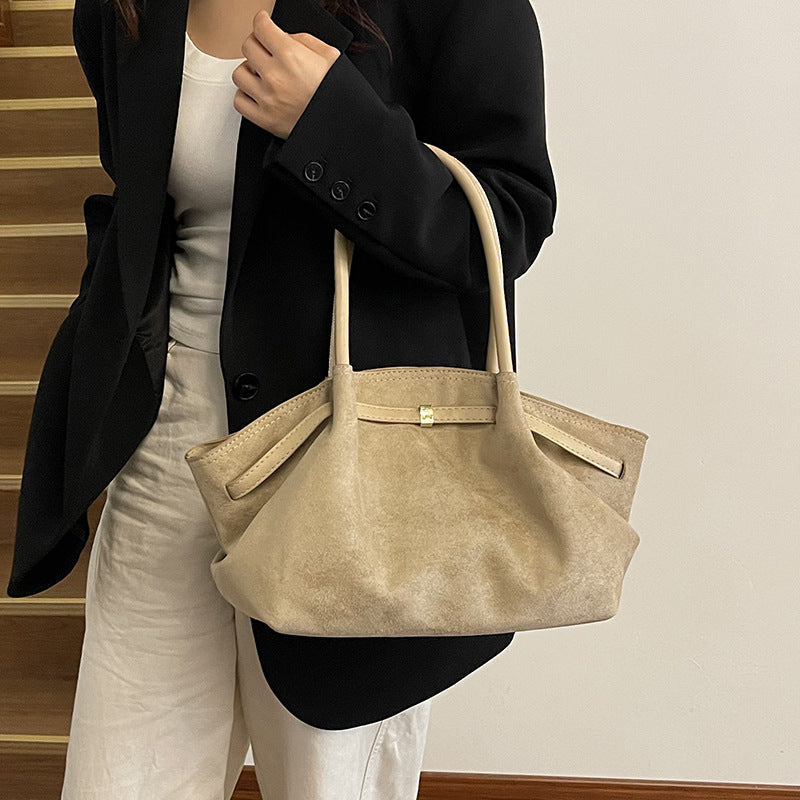 Casual Suede Large Capacity Ruched Tote Bag 6W10BBG1868