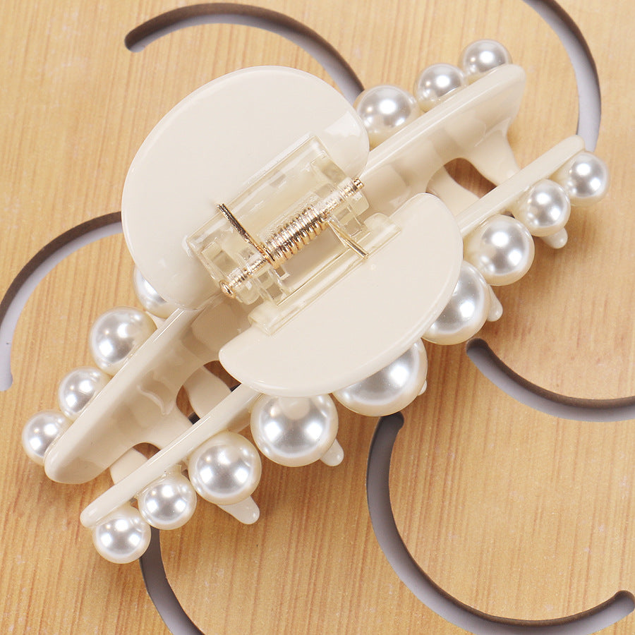 Vintage Big Pearl Acetate Hair Claw MK2PPM6W6HCP356