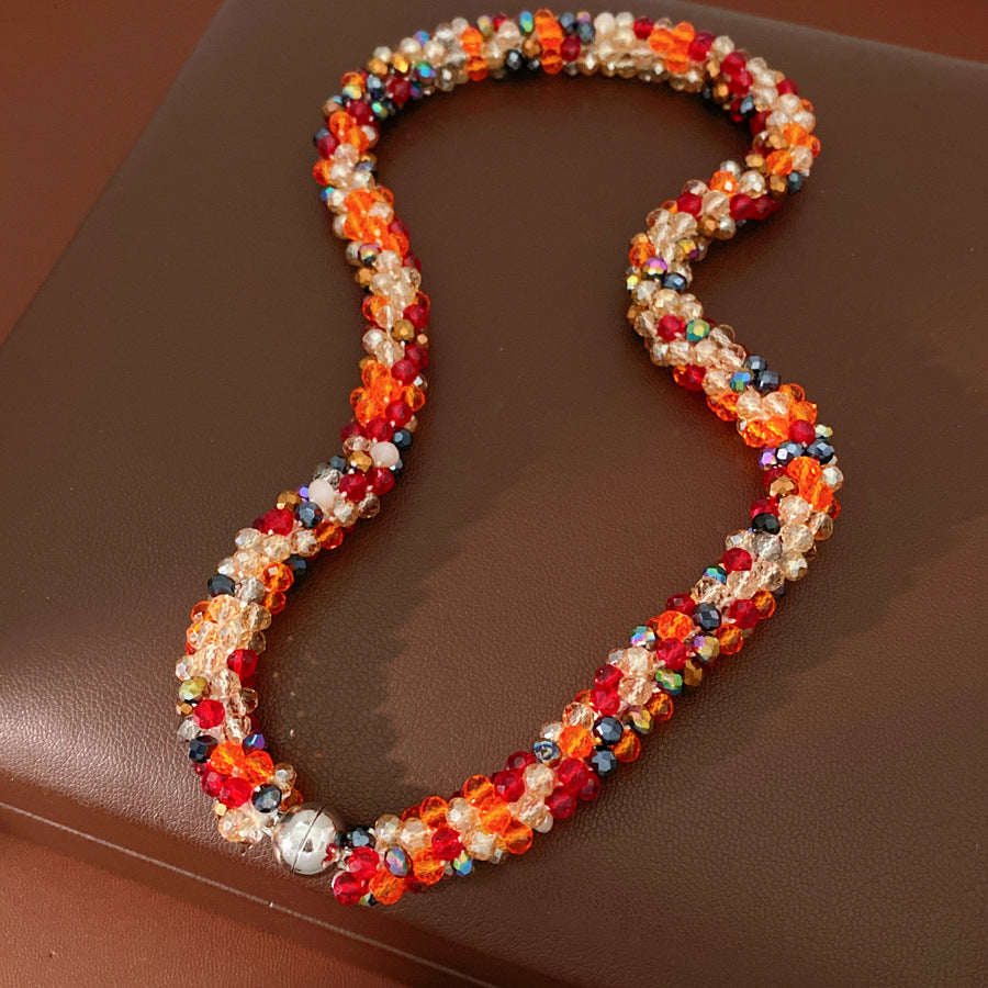 Stylish Colorful Glass Beads Choker Necklace 6W6JNC973