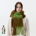 Fluffy Colorblock Oversized Plaid Scarf - DippedShop Wholesale - #1635