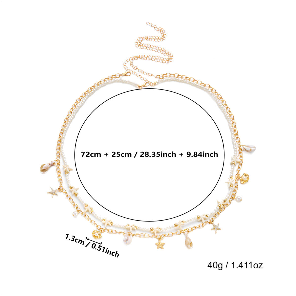 Beach Shell Starfish Layered Link Waist Chain 8ZA6JBC100T