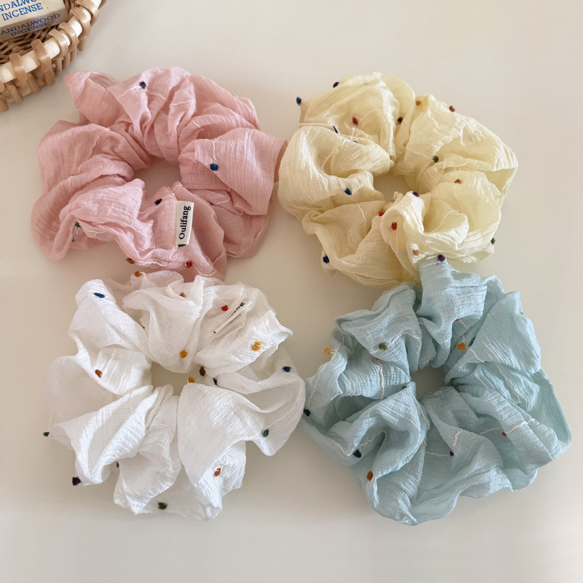 Fashion Colorful Polka Dots Ruffled Hair Scrunchies MK2BW6W6HSR74