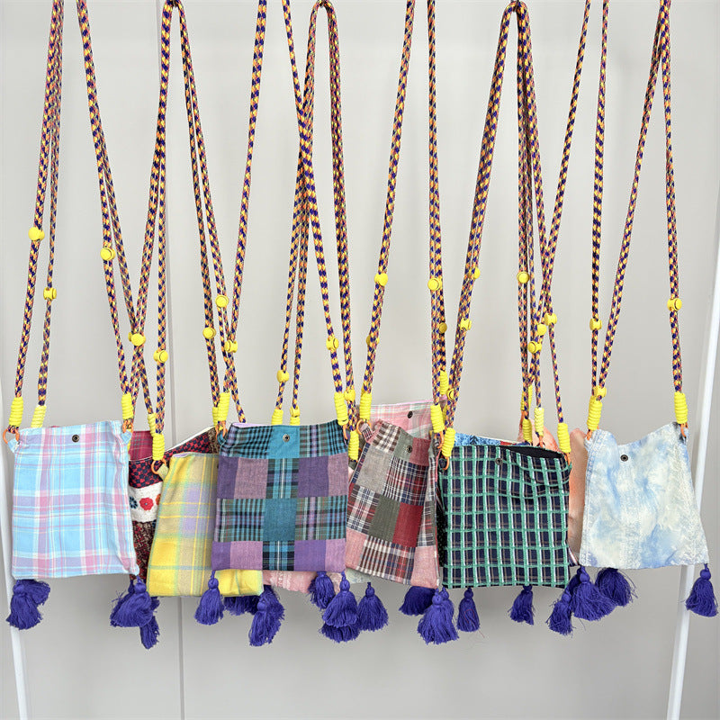 Simple Color Block Plaid Tassel - DippedShop Wholesale - #9571