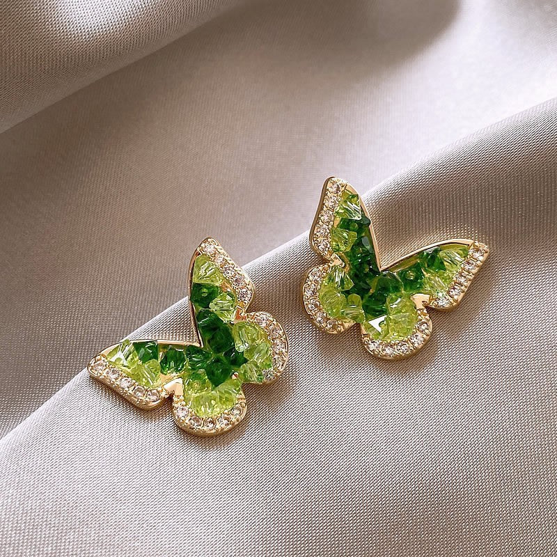 Fashion Green Cubic Zirconia Flower Stud Earrings 6W6JER752