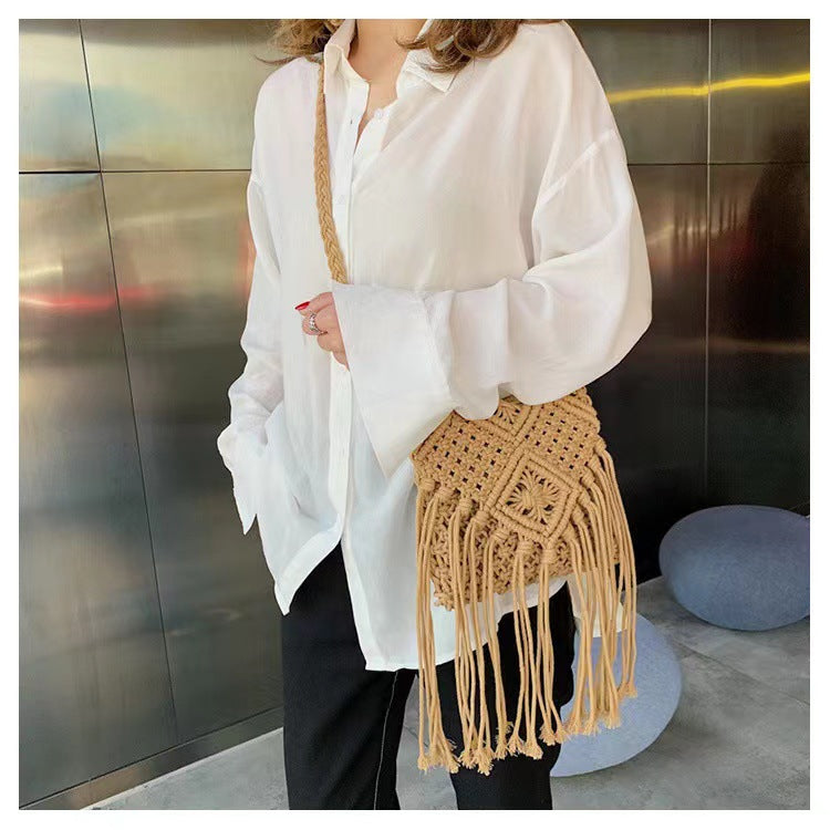 Boho Tassel Hand-Woven Hollow Crossbody Bag 8BW6BBG438L