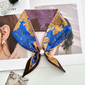 Vintage Floral Print Pearl Solf Silk Scarf MK2BLW6W6NSI64