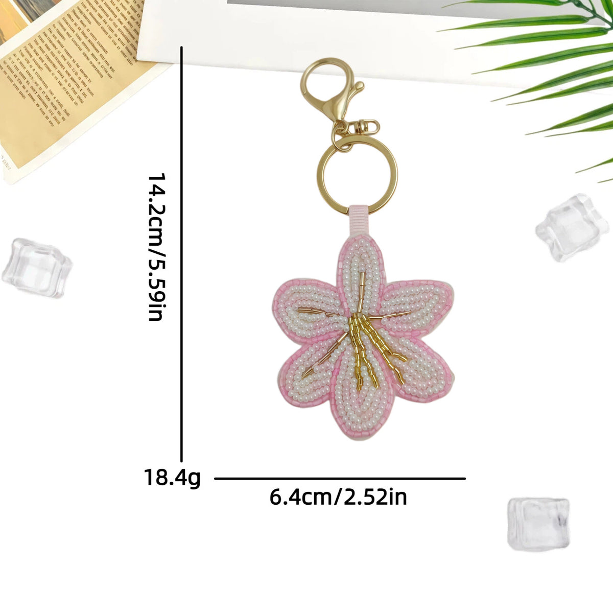 Sweet Handmade Beaded Floral Pendant Keychain 6W10BBC814