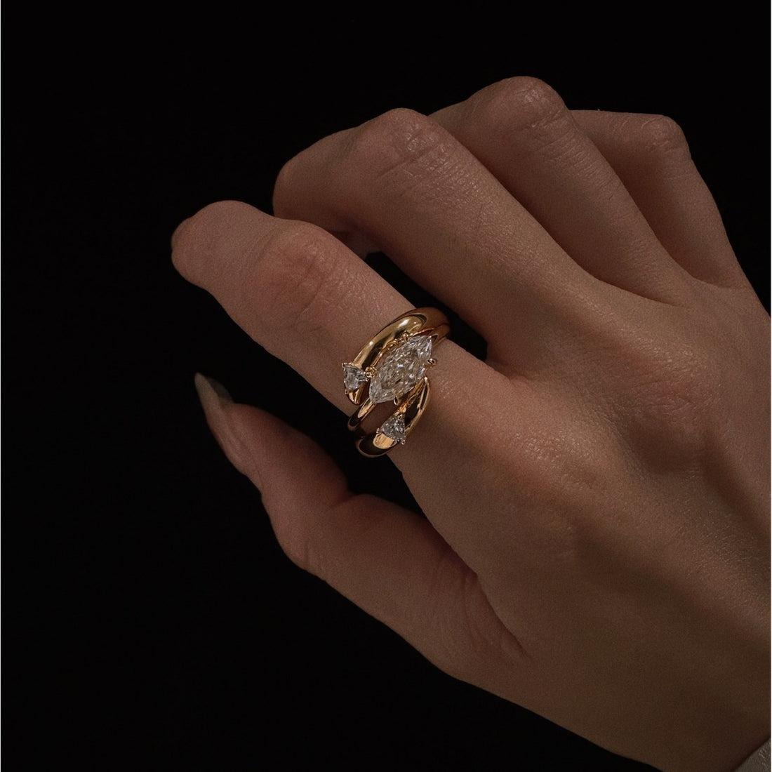 Simple Layered Rhinestone Elegant Rings DPJR1418