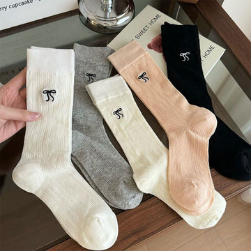 Bow Embroidered Breathable Sweet Socks DP25A430