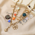 Boho-Style Double Layer Heart Pendant Necklace 6W6JNC619
