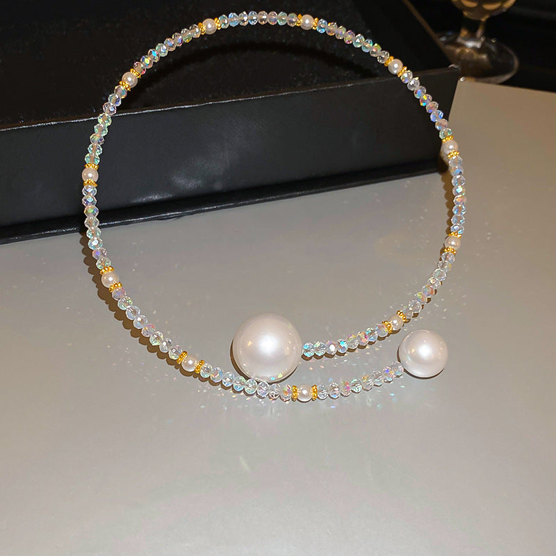 Stylish Irregular Cross Pearl Necklace 6W6JNC976