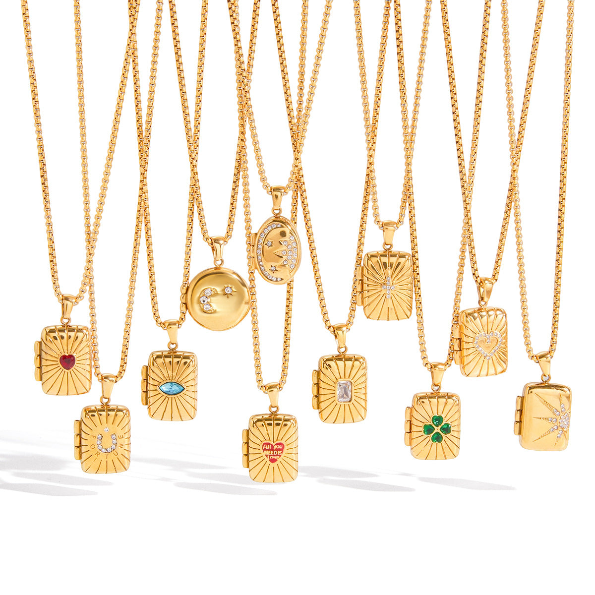 Trendy Oval Pendant Photo Locket Necklace 6W6JNC405L
