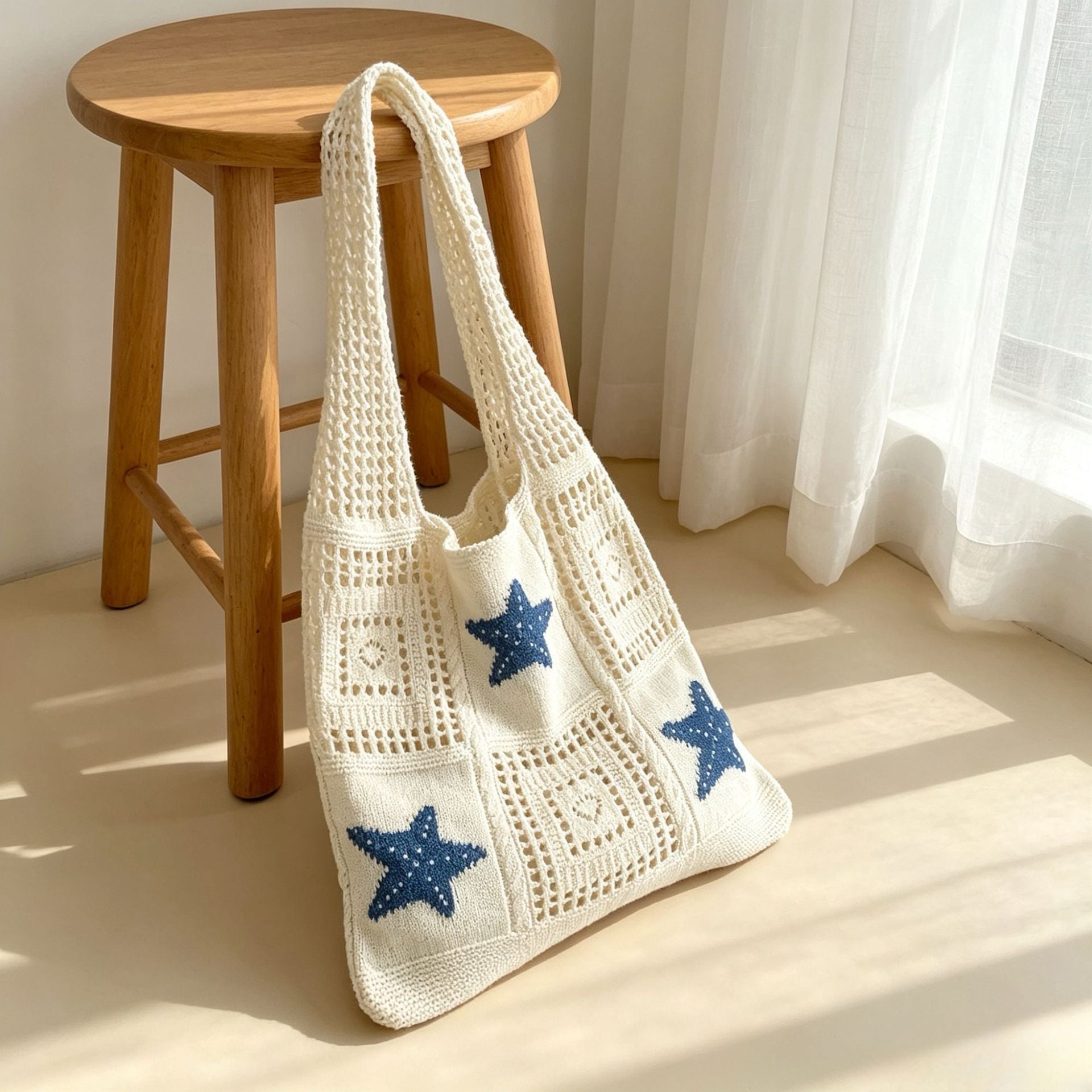 Retro Jacquard Hollow Out Knit Shoulder Bag 6W10BBG1761