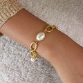 Chunky Pearl Gold Chain Bracelet - DippedShop Wholesale - #3267