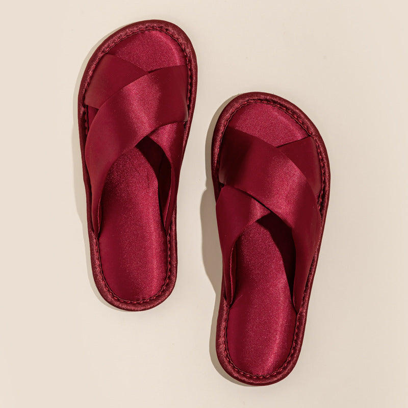 Solid Satin Slide Slippers - DippedShop Wholesale - #9715