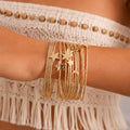 Trendy Star Moon Multi-Layer Gold Plated Bracelet 6W6JBR584