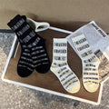 Casual Black White Letter Print Crew Socks 6W8FSO708