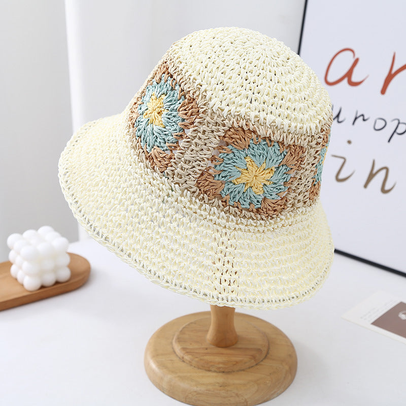 Floral Crochet Straw Hat - DippedShop Wholesale - #3363