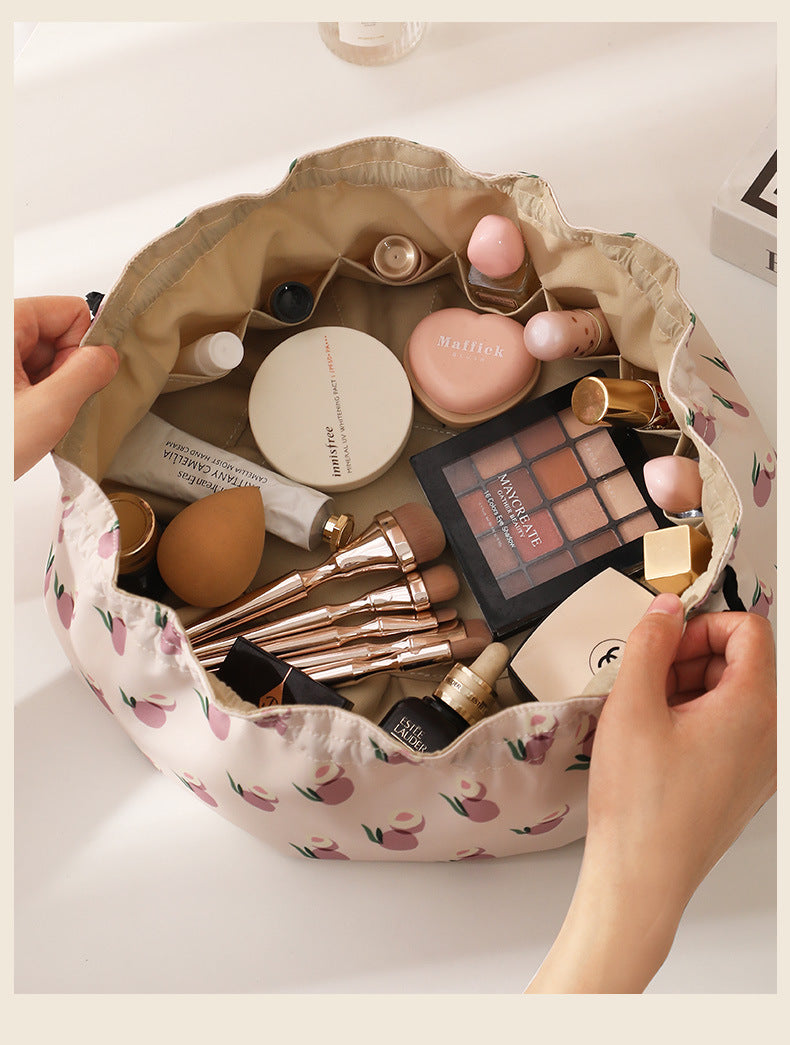 Stylish Peach Print Portable Makeup Bag MK2BW6S10BOB52