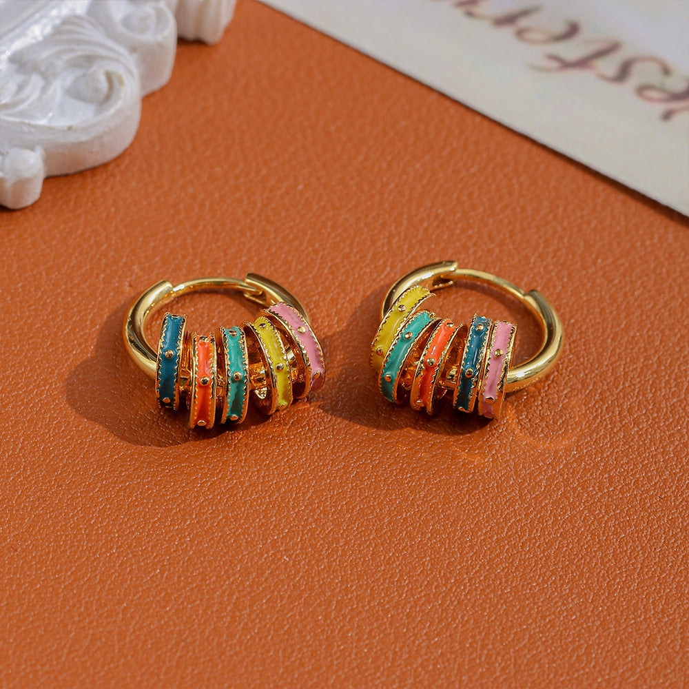 Trendy Colorful Enamel Hoop Earrings DP25F790