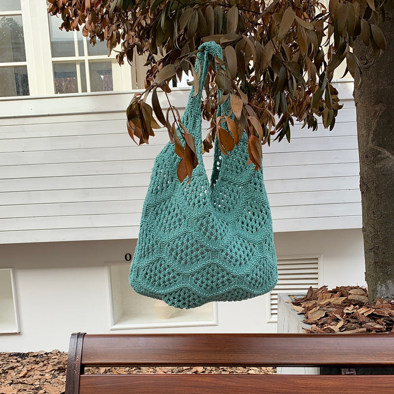 Simple Solid Color Hollow Hand Crochet Handbags 6W10BBG1589