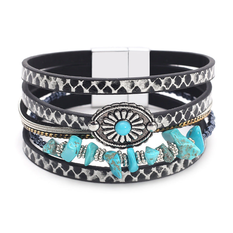 Vintage Multi Layer Snack Print PU Bracelets 6W6JBR497
