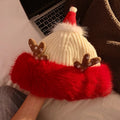 Fuzzy Plush Reindeer Antler Christmas Knitted Beanie 6W6HAT833