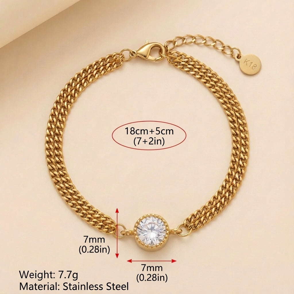 Simple Gold Plated Star Flower Chain Bracelet 6W6JBR530