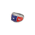 Chunky Gold Plated USA Flag Rhinestones Wide Ring 8ZA6JRG205T