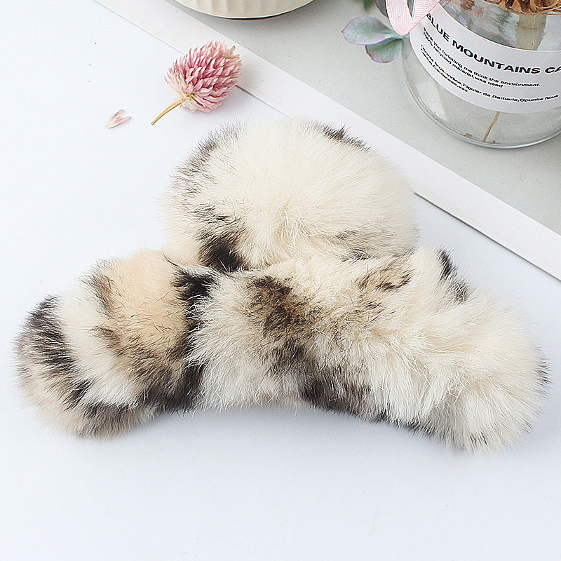 Leopard Fuzzy Hair Claw - DippedShop Wholesale - #9571