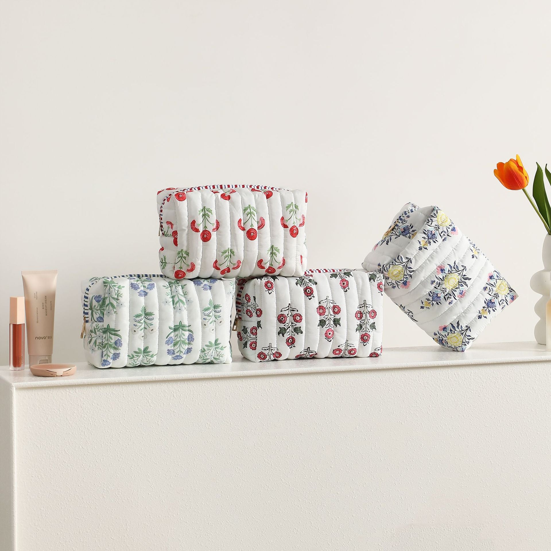 Vinatge Floral Print Large Capacity Cosmetic Bag 6S10BOB1041
