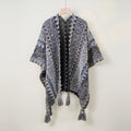 Boho Tassel Wavy Texture Knit Shawl Wrap 6W6NSC48